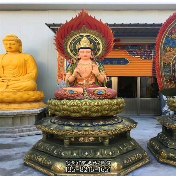 景區廟宇玻璃鋼彩繪神佛三圣雕塑