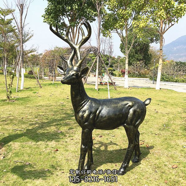 公園戶外不銹鋼仿銅鹿雕塑