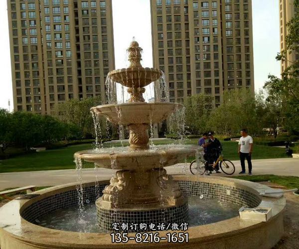 小區廣場擺放歐式大理石風水球噴泉雕塑