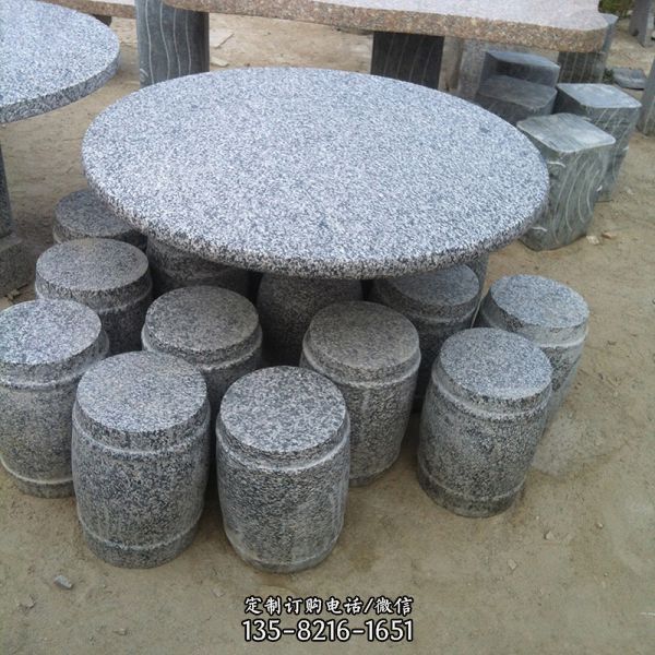 小區廣場休閑區花崗巖圓桌凳