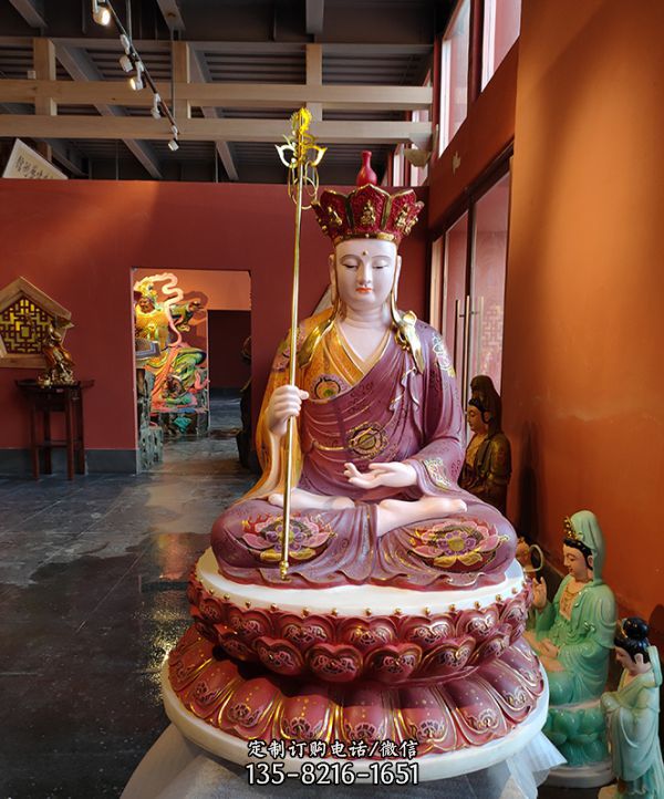寺廟景區大型玻璃鋼彩繪神佛供奉地藏王雕塑